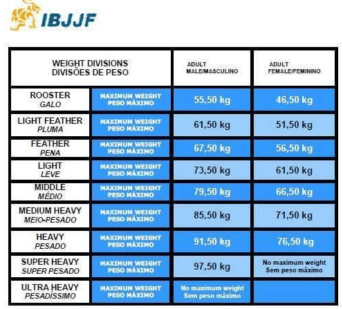 bjj tour weight classes